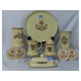 PFALTZGRAFF "VILLAGE" BUTTER DISH, UTENSIL HOLDER,