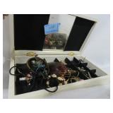 VINTAGE JEWLERY BOX WITH COSTUME JEWELRY