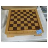 WOODEN GAME BOARD WITH GAME PIECES