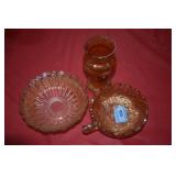3 PCS. OF CARNIVAL GLASS