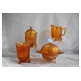 4 PCS. OF FENTON LEAF TIERS IN MARIGOLD