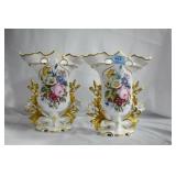 PAIR CERAMIC VASES 11 1/2" - MADE IN PORTUGAL