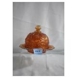 IMPERIAL GLASS - LUSTER ROSE BUTTER DISH
