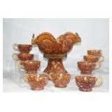 IMPERIAL GLASS NOBSTAR AND FLOWERS PUNCH BOWL,