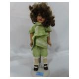 ANTIQUE COMPOSITION DOLL WITH STAND - 16"