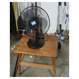 WOODEN PLANT STAND AND OSCILLATIN TABLE FAN