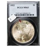 1922 PEACE DOLLAR PCGS MS63