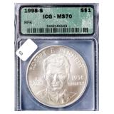 1998 S ICG MS70 RFK SILVER DOLLAR