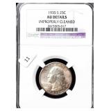 1835 S WASHINGTON QUARTER NGC AU