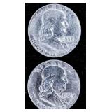 TWO FRANKLIN HALF DOLLARS