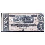 1864 10 $ CONFEDERATE NOTE  VF