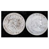 TWO FRANKLIN HALF DOLLARS