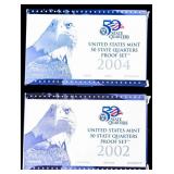 TWO PROOF QUARTER SETS  2002 2004