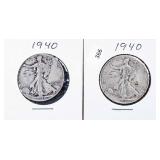 TWO WALKING HALF DOLLARS