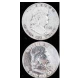 TWO FRANKLIN HALF DOLLARS
