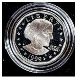 1999 PROOF SBA DOLLAR W BOX PAPERS
