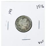 1916 BARBER DIME  VF