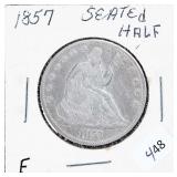 1857 SEATED HALF DOLLAR  F