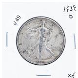 1939 D WALKING HALF DOLLAR  XF