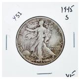1945 S WALKING HALF DOLLAR  VF