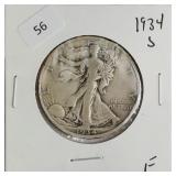 1934 S WALKING HALF DOLLAR  F