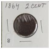 1864 TWO CENT PIECE  VF