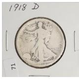 1918 D WALKING HALF DOLLAR  G