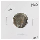 1902 BARBER DIME  VF NICE TONING