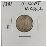 1881 3 CENT PIECE  VF