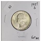 1951 S WASHINGTON QUARTER  GEM