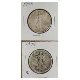 TWO WALKING HALF DOLLARS