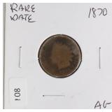 1870 INDIAN HEAD CENT  AG RARE DATE