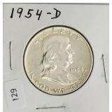 1954 D FRANKLIN HALF DOLLAR  AU