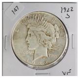 1922 S PEACE DOLLAR  XF