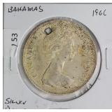 1966 BAHAMAS SILVER DOLLAR HOLE