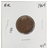 1864 INDIAN HEAD CENT BR VF