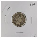 1903 BARBER DIME  VF
