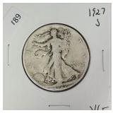 1927 S WALKING HALF DOLLAR VG