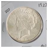 1923 PEACE DOLLAR  AU