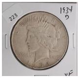 1934 D PEACE DOLLAR  VF