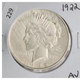 1922 PEACE DOLLAR  AU