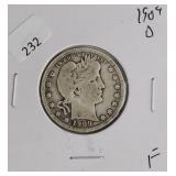 1909 D BARBER QUARTER  F