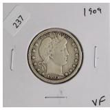 1909 BARBER QUARTER  VF