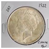 1922 PEACE DOLLAR CHOICE BU