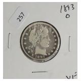 1893 O BARBER QUARTER  VF