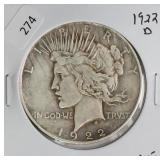 1922 D PEACE DOLLAR
