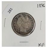 1896 BARBER QUARTER  VF