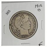 1912 D BARBER HALF DOLLAR  F