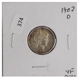 1902 O BARBER DIME XF DETAIL