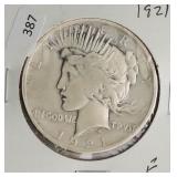 1921 PEACE DOLLAR  F RARE DATE